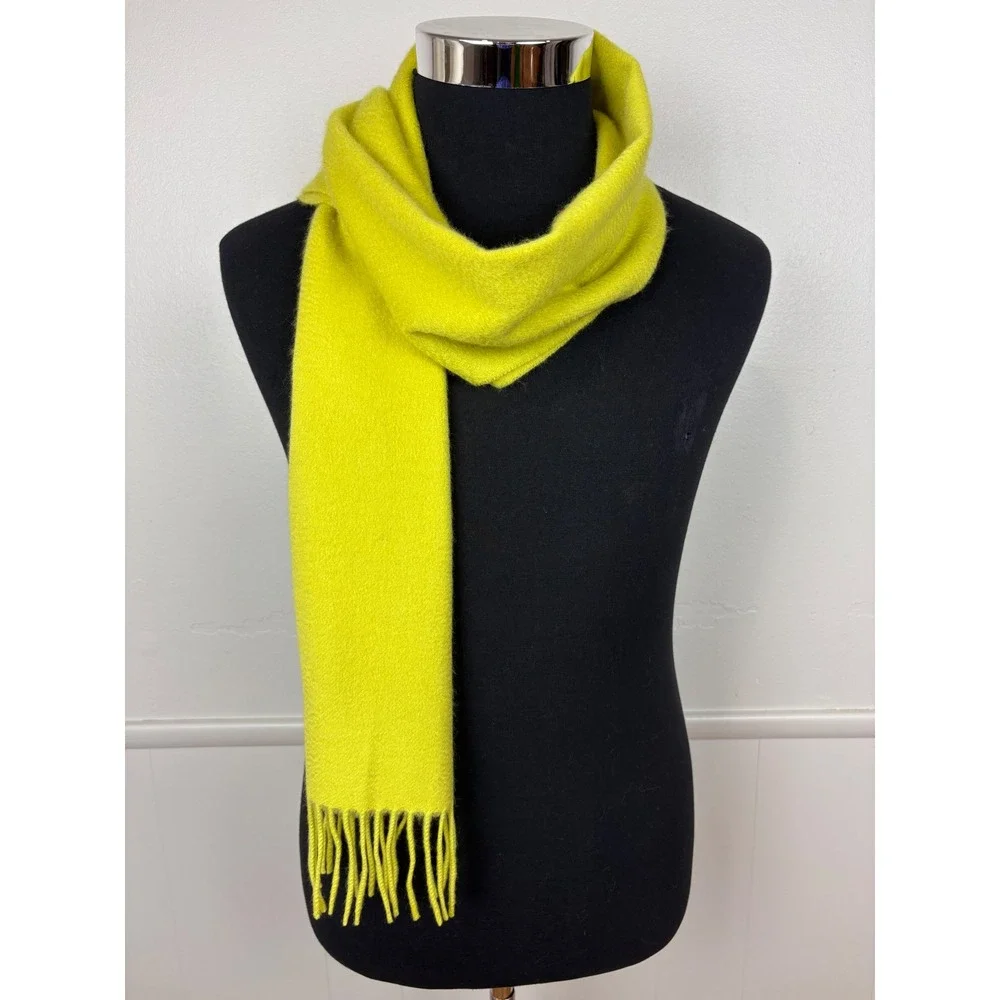 Charter Club Luxury Cashmere Scarf Fringed Green Rectangular Cozy Warm Soft